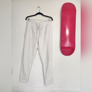 White Textured Joggers